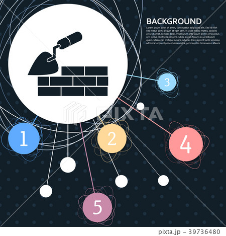 Trowel building and brick wall icon with the backg Trowel building and brick wall icon with the backg 39736480