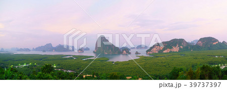 Panorama of Samed Nangshe viewpoint at sunrise 39737397