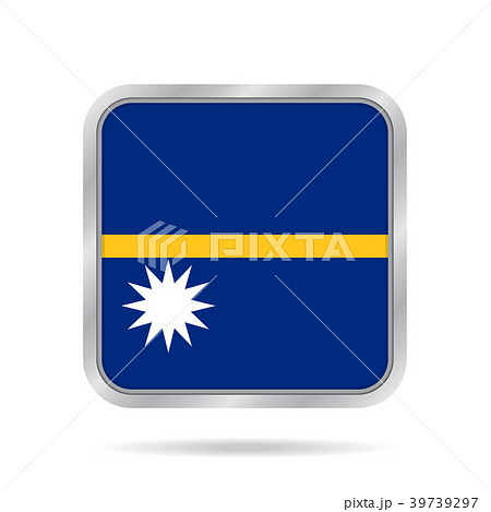 Flag of Nauru. Shiny metallic gray square button. Flag of Nauru. Shiny metallic gray square button. 39739297