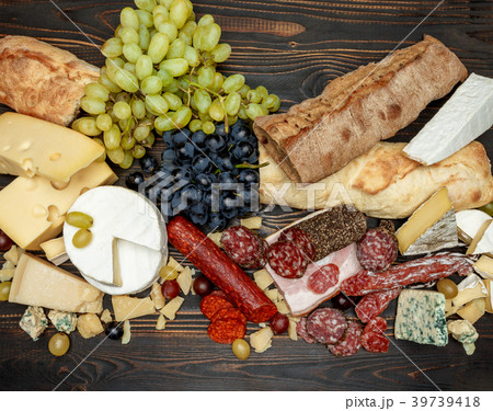 Traditional italian products with salami, cheese 39739418