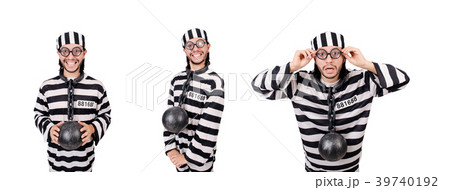 Prison inmate isolated on the white background 39740192