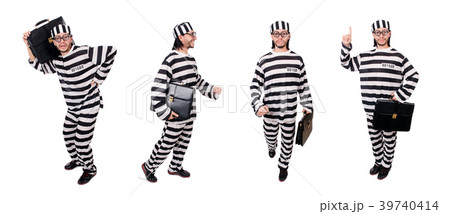 Prison inmate isolated on the white background 39740414