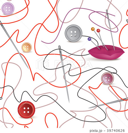 Needle, thread tile pattern. Sewing background 39740626
