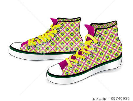 Sneakers. Patterned fabric fashion sport shoes Sneakers. Patterned fabric fashion sport shoes 39740956