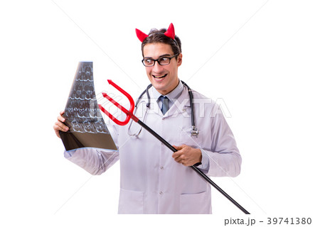 Devil doctor in funny medical concept isolated on 39741380