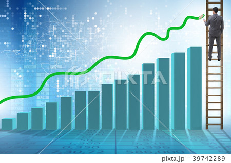 Businessman climbing towards growth in statistics 39742289
