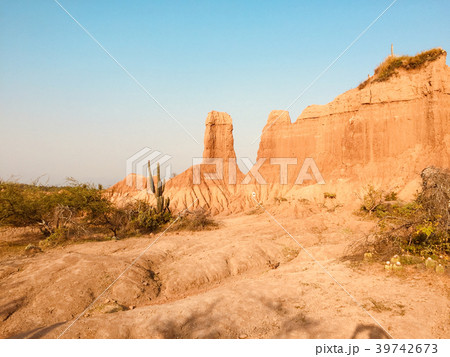 beautiful desert landscape with red rock mountain  39742673