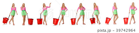 Woman in shopping concept isolated on white 39742964