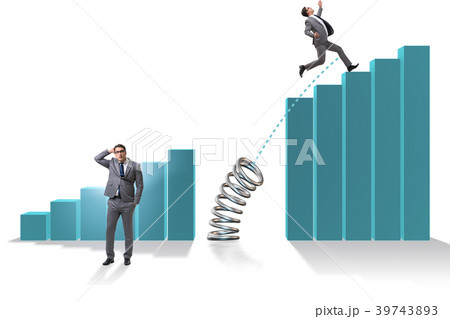 Business people jumping over bar charts 39743893