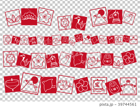 Lucky material square frame red and white line Lucky material square frame red and white line 39744561