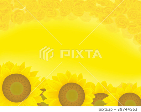 黄色の花 背景 イラスト ひまわり バラ 黄色の花 背景 イラスト ひまわり バラ 39744563