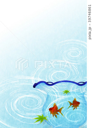 金魚 夏 水 背景 のイラスト素材