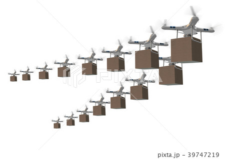 Drones in package delivery concept - 3d rendering Drones in package delivery concept - 3d rendering 39747219
