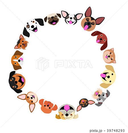 犬たちの顔のサークル　カラー 39748293