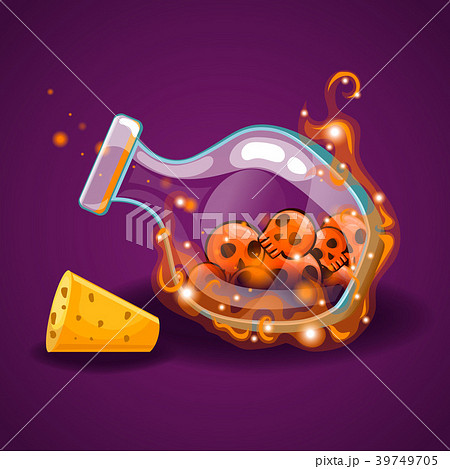 Bottle with skull and magic smoke 39749705