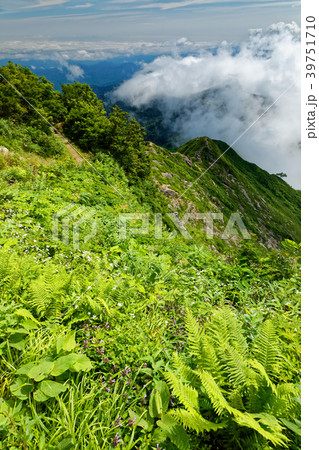 飯豊連峰・三国岳から見る雲湧く地蔵岳への稜線 39751710