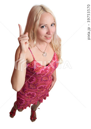 Woman Pointing up Woman Pointing up 39753570