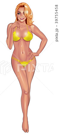 Beautiful young women in yellow bikini Beautiful young women in yellow bikini 39755458