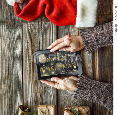 New Year, Christmas, Tablet computer, human hands New Year, Christmas, Tablet computer, human hands 39757101