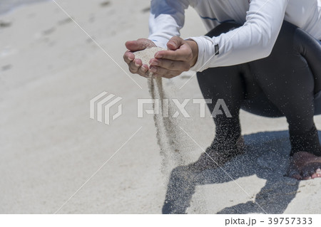 サラサラの砂 沖縄 慶良間諸島 座間味 嘉比(ガヒ)島の砂浜 サラサラの砂 沖縄 慶良間諸島 座間味 嘉比(ガヒ)島の砂浜 39757333