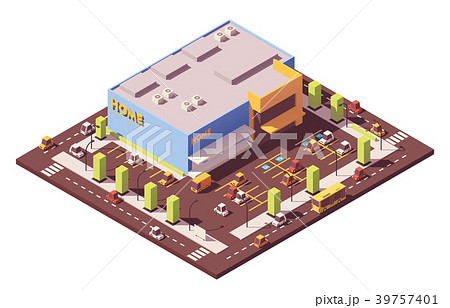 Vector isometric low poly supermarket 39757401