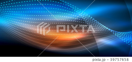 Glowing abstract wave on dark, shiny motion, magic 39757658