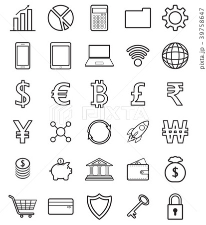 Fintech Line Icons On White Background 39758647