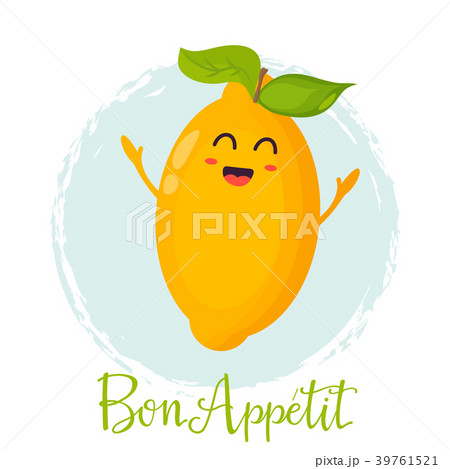 Bright poster with cute funny lemon. Bon appetit 39761521