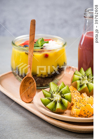 Breakfast layered jar,smoothie and fruit salad Breakfast layered jar,smoothie and fruit salad 39762608
