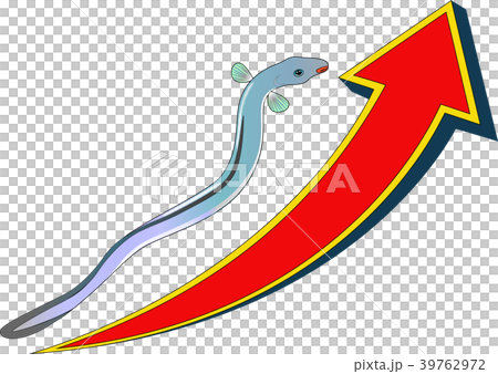 ウナギのぼり 赤 黄色矢印のイラスト素材