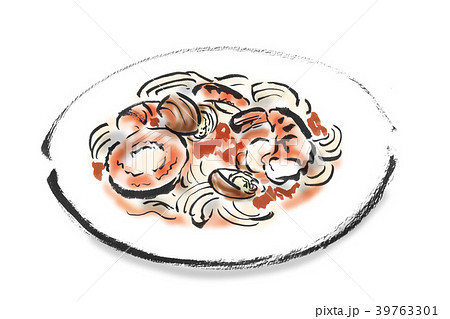 魚介のパスタのイラスト素材