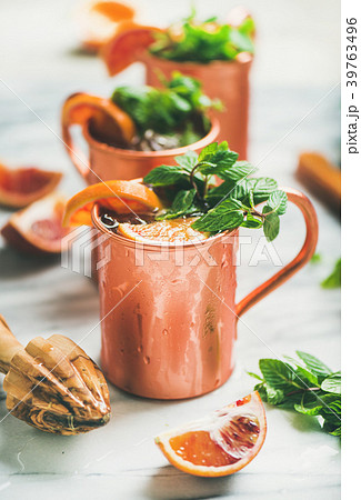 Blood orange Moscow mule alcohol cocktails in 39763496