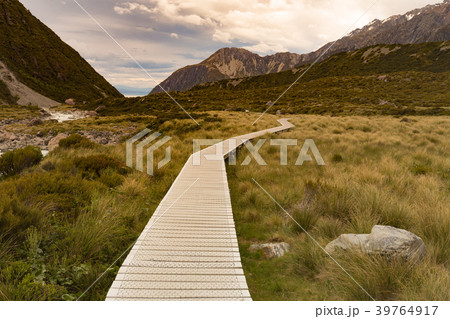 Hooker Valley track, wooden path Hooker Valley track, wooden path 39764917