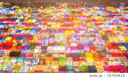 Night top view multiple colour flea market 39764919