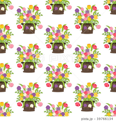 Flowers in basket seamless pattern Flowers in basket seamless pattern 39766134