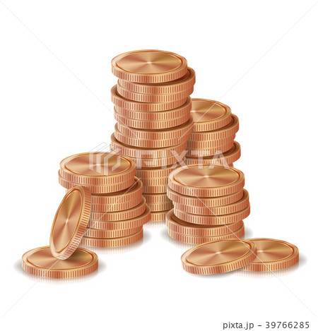 Bronze, Copper Coins Stacks Vector. Silver Finance 39766285