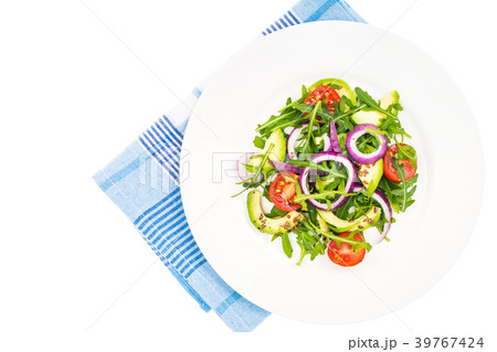Useful salads with avocado and fresh vegetables 39767424