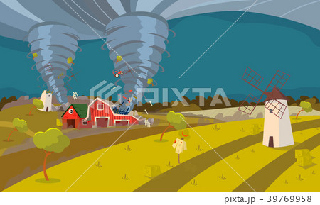 Tornado Destroying Farm Hurricane Landscape 39769958