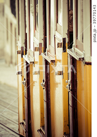 Yellow tram in center of Lisbon, Portugal symbol Yellow tram in center of Lisbon, Portugal symbol 39770143