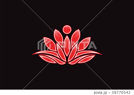 Red Lotus flower logo. Vector Icon 39770542