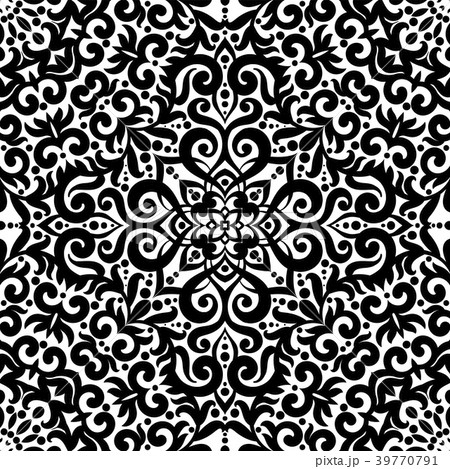 Black and white seamless pattern with flourishes 39770791