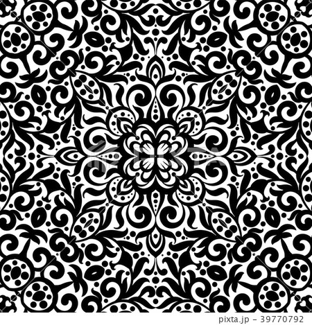 Black and white seamless pattern with flourishes Black and white seamless pattern with flourishes 39770792