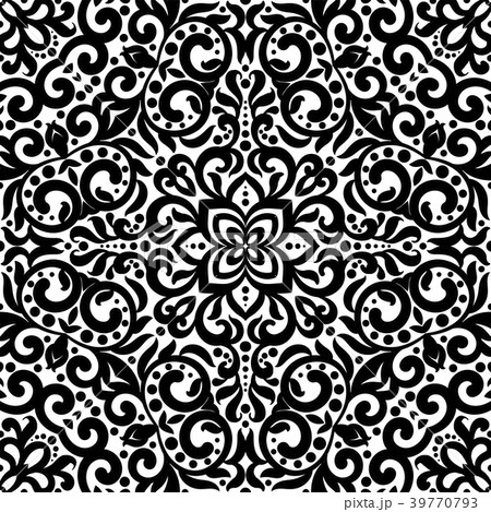Black and white seamless pattern with flourishes 39770793