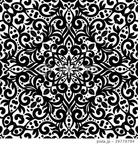 Black and white seamless pattern with flourishes 39770794