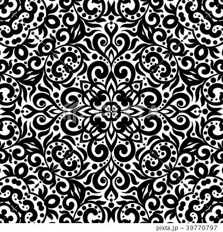 Black and white seamless pattern with flourishes Black and white seamless pattern with flourishes 39770797