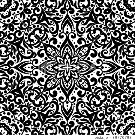 Black and white seamless pattern with flourishes 39770798