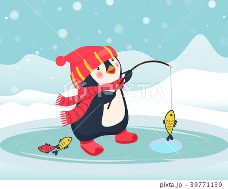 penguin fisherman caught fish penguin fisherman caught fish 39771139