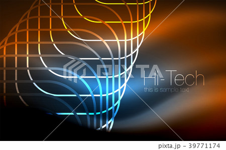 Glowing ellipses dark background, waves and swirl 39771174