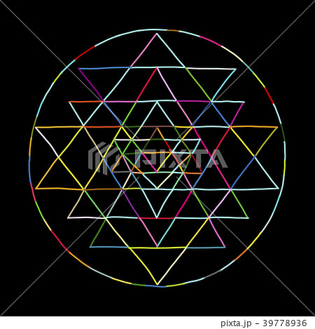 Sacred geometry and alchemy symbol Sri Yantra. Han Sacred geometry and alchemy symbol Sri Yantra. Han 39778936