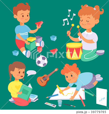 Children playing vector different types of home 39779765